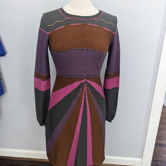 Women's Vintage Missoni Dress Size 6 Grey Purple Orange Pink Italy - Picture 2 of 10